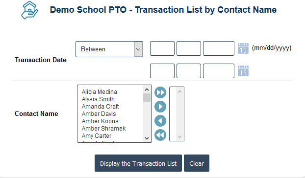 PTO Accounting Software - PTO Account Contact wise Transaction Report