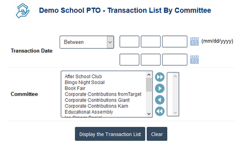 PTO Accounting Software - PTO Account Committee wise Transaction Report