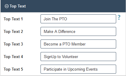 PTO Website Builder - Adding Top Text