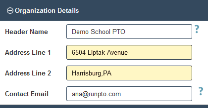 PTO Website Builder - Organizing Details