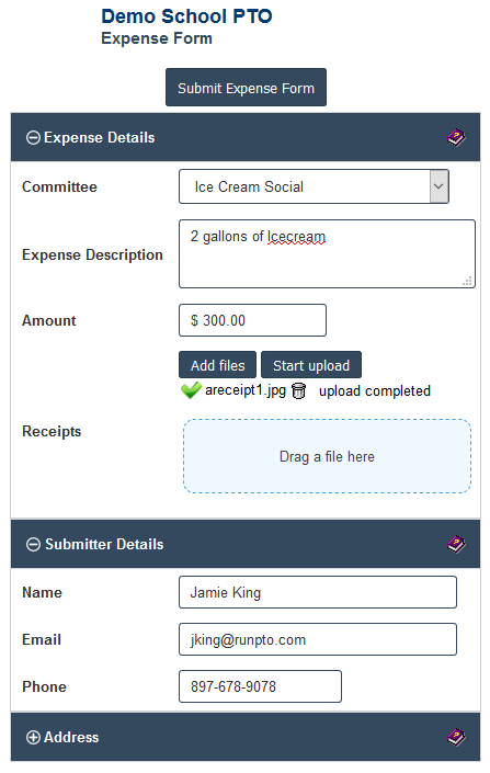 PTA Expense Form