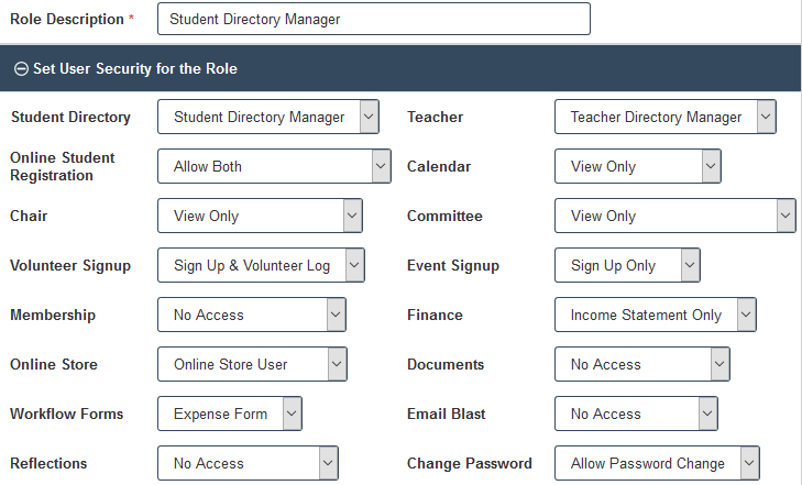 Student Directory Manager Role