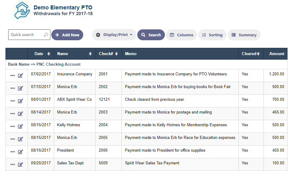 RunPTO Withdrawals Transactions